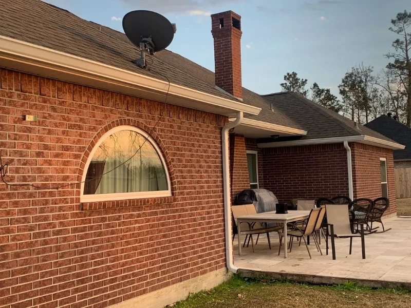 back patio arched window white gutters walker project performance patios and gutters