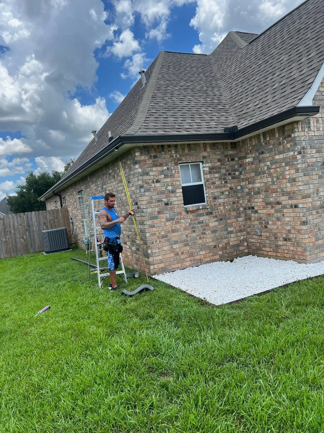 black gutter install brick house prairieville la