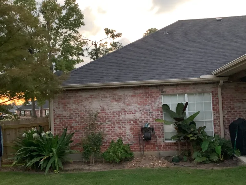 brick wall sunset backyard plants walker project performance patios and gutters