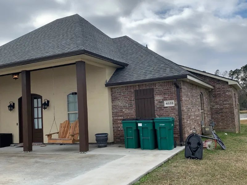 covered patio trash bins walker project performance patios and gutters