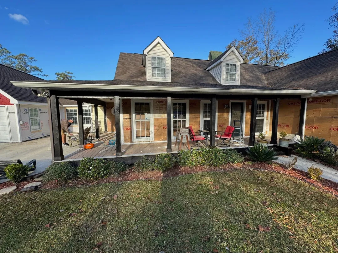 dark frame patio cover construction denham springs la