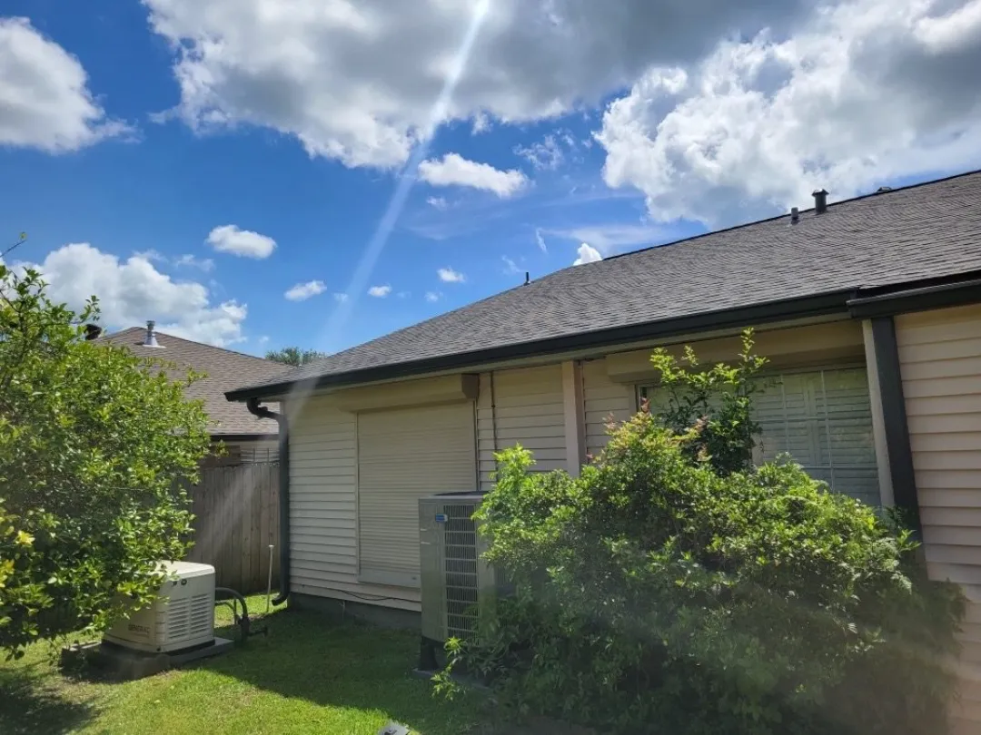 dark gutters light siding house port allen