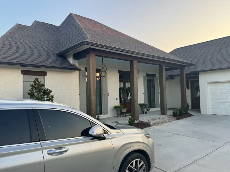 front entrance wood columns suv walker project performance patios and gutters