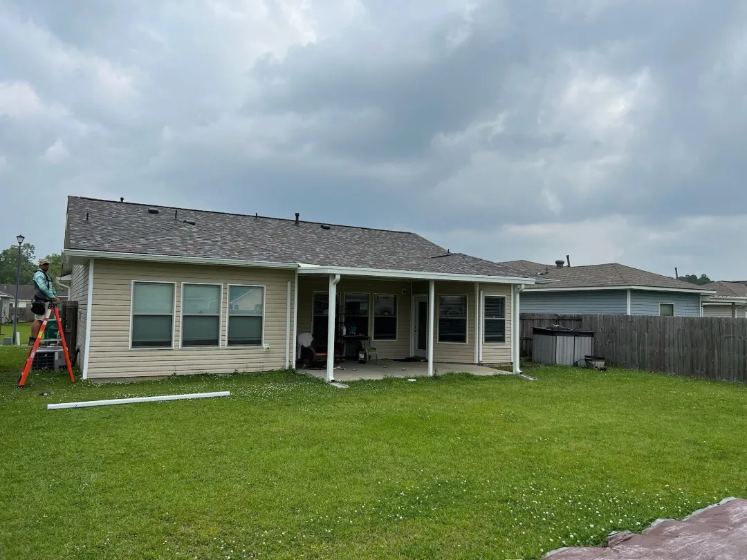 gutter installation light siding house in prairieville