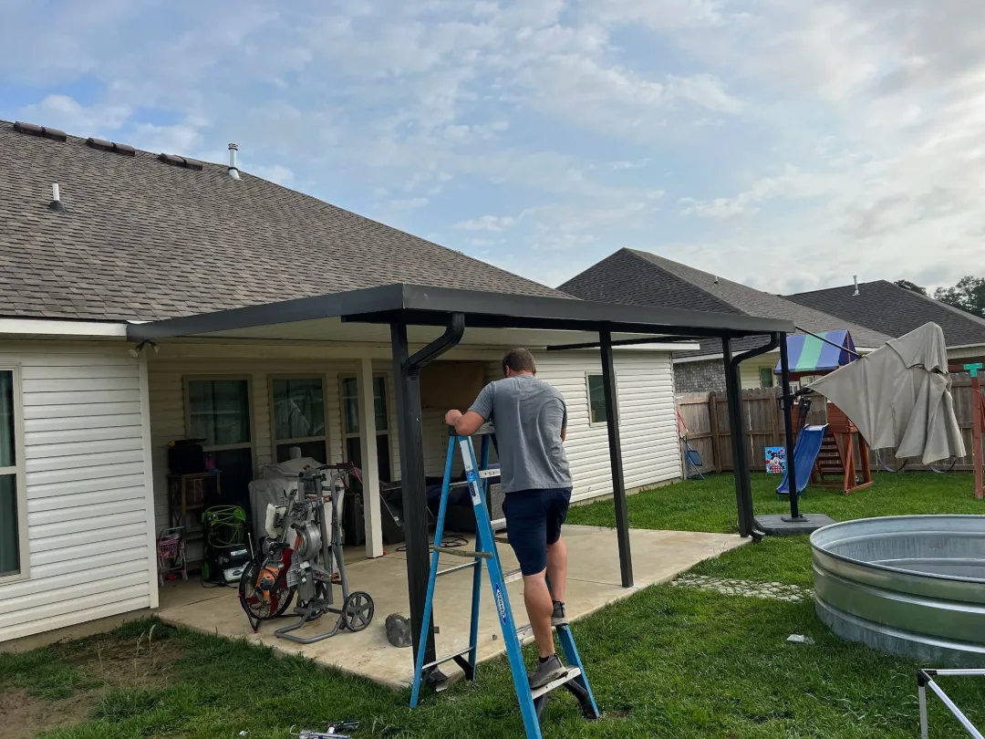 installing dark frame patio cover prairieville la