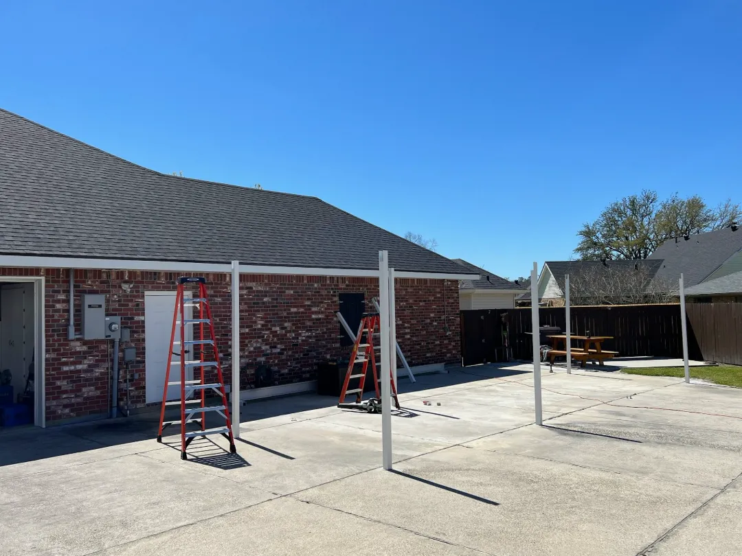 patio construction white posts prairieville la