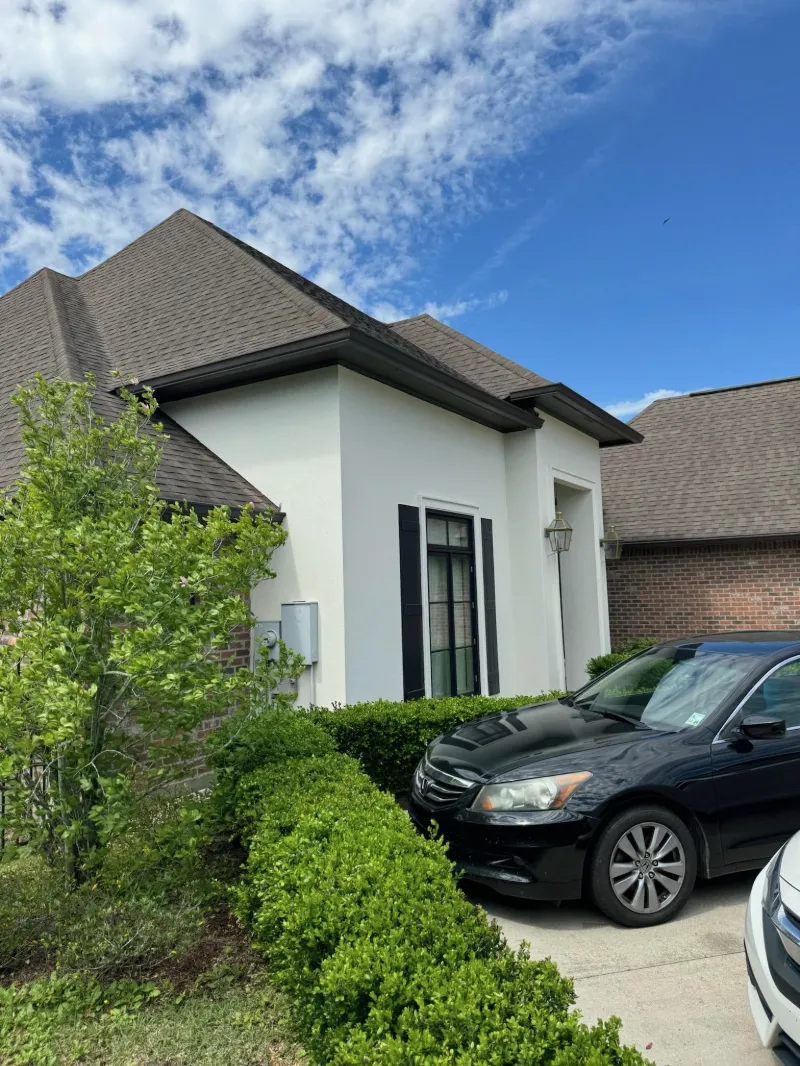 performance patios downspout poolside install denham springs closeup