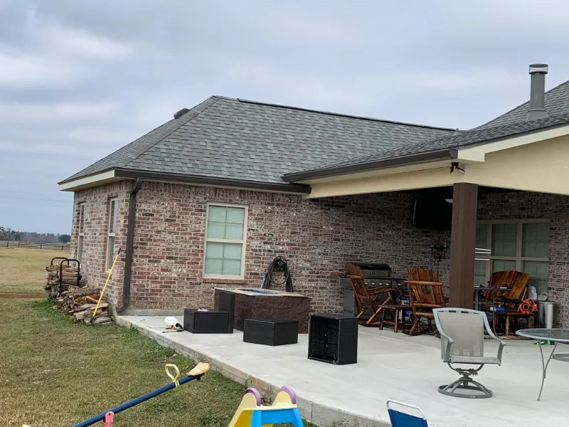 rear covered patio and gutters