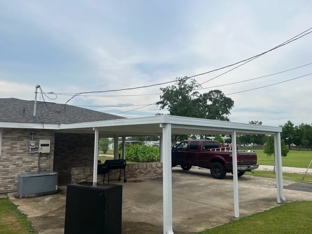 white aluminum carport gutters truck gonzales la