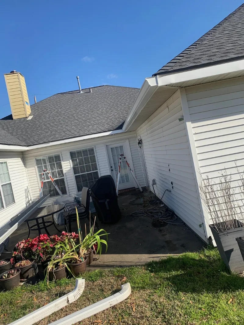 white siding gutters patio ladders duplicate zachary performance patios and gutters