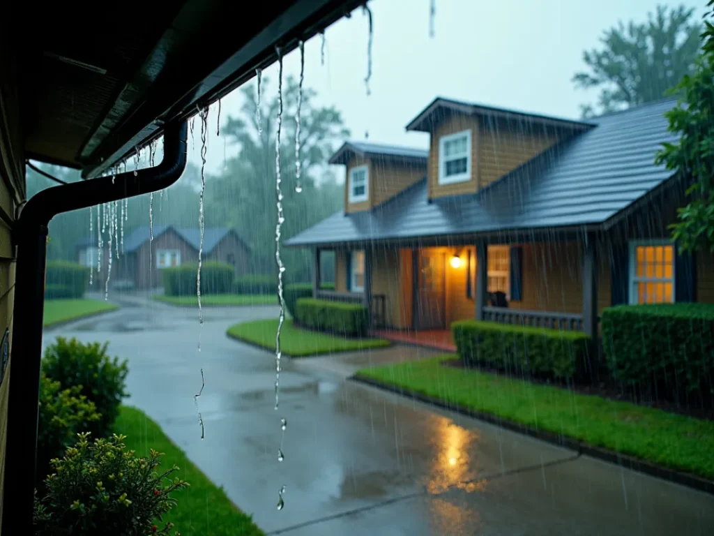 rainstorm in baton rouge houses with gutters