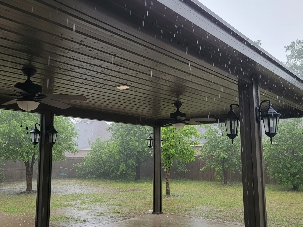 hail falling on baton rouge metal patio cover